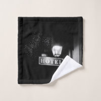 Vintage hotel sign, street light and many light