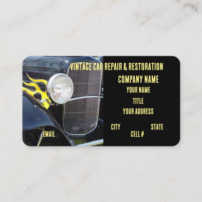 Vintage Hotrods Restoration business Card (Front)