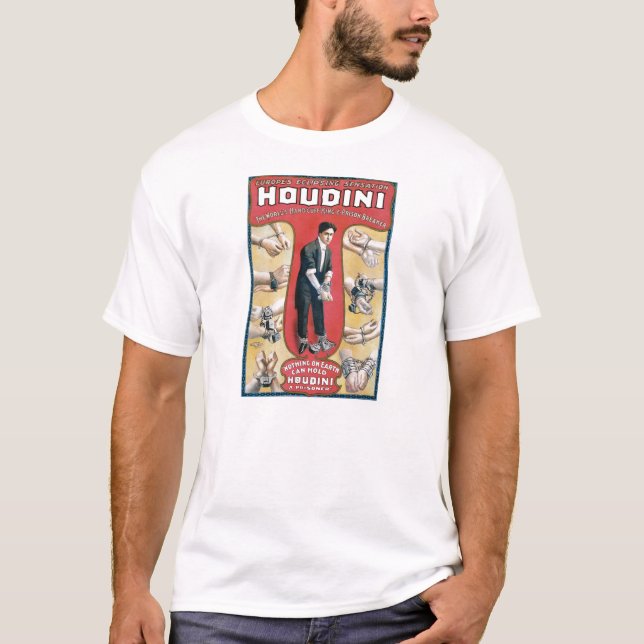 Vintage Houdini Handcuff King Advertising Poster T-Shirt (Front)