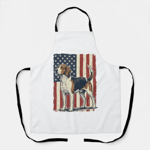 Vintage Hound Dog Patriotic Flag Vector Shirt Desi Apron