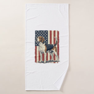 Vintage Hound Dog Patriotic Flag Vector Shirt Desi Bath Towel