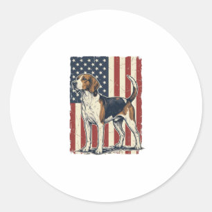 Vintage Hound Dog Patriotic Flag Vector Shirt Desi Classic Round Sticker