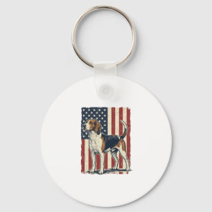 Vintage Hound Dog Patriotic Flag Vector Shirt Desi Key Ring