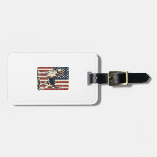 Vintage Hound Dog Patriotic Flag Vector Shirt Desi Luggage Tag