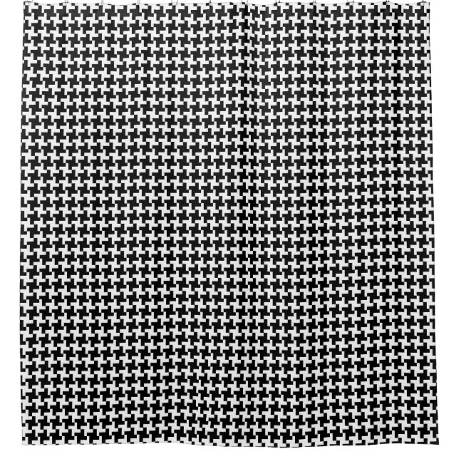 Vintage Houndstooth Pattern in Black & White Shower Curtain (Front)