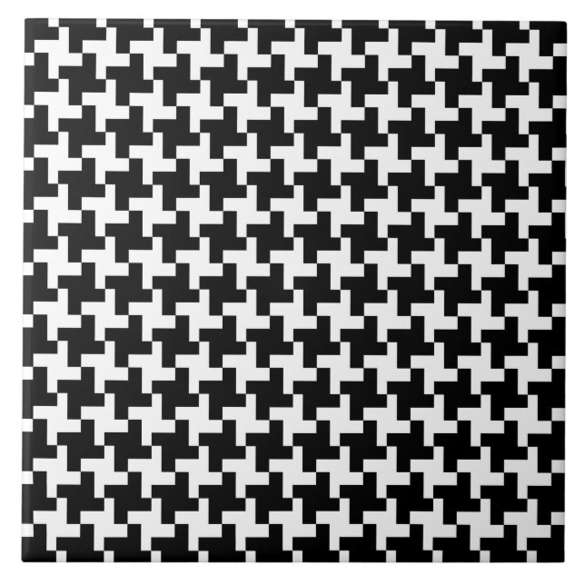 Vintage Houndstooth Pattern in Black & White Tile (Front)