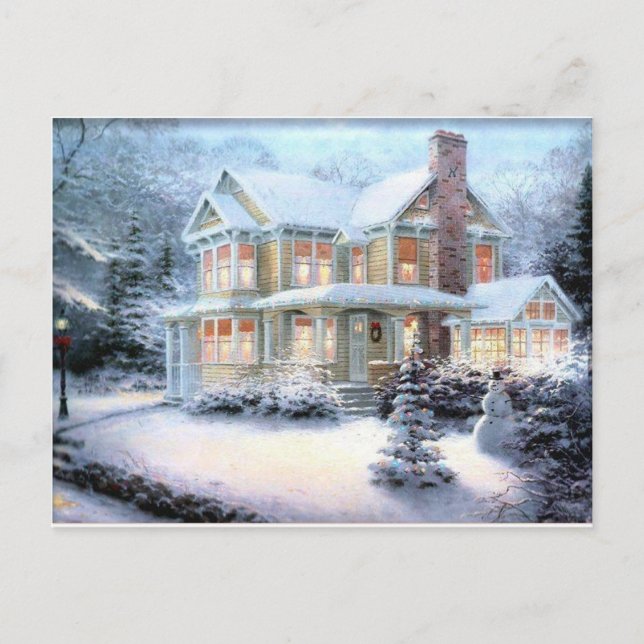 Vintage House In Winter Postcard (Front)
