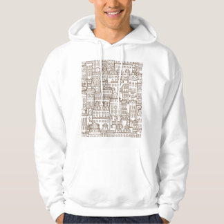 Vintage Houses: Architectural Seamless Pattern. Hoodie