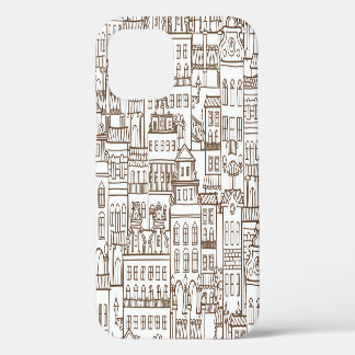 Vintage Houses: Architectural Seamless Pattern. iPhone 12 Case