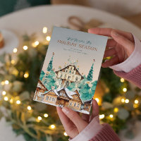 Vintage Houses Decorated with Christmas Symbols
