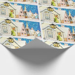 Vintage Houses Storefronts Village Snow Wrapping Paper<br><div class="desc">Happy Hanukkah Christmas New Year's and spring (though it's early for sping).</div>