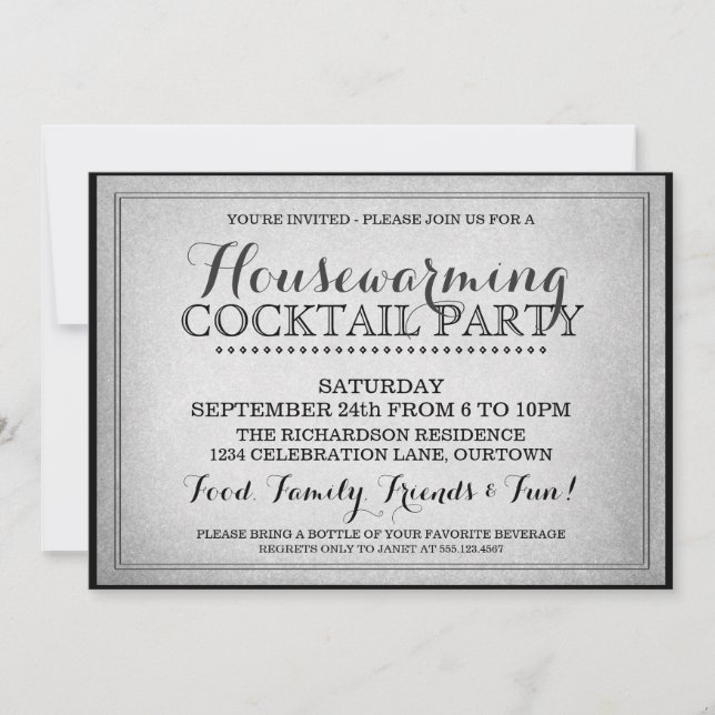 Vintage Housewarming Cocktail Party Invitation (Front)