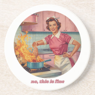 Vintage Housewife Cheeky Kitchen Design Coaster