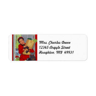 Vintage Housewife Errands run Return Address Label