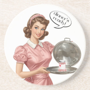 Vintage Housewife Kitchen Design “Dinner’s Ready” Coaster