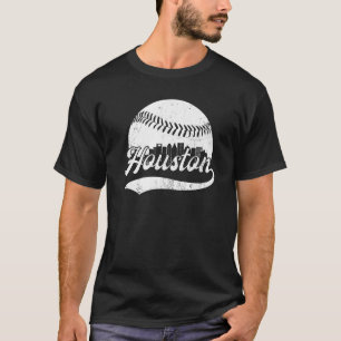 Vintage Houston Cityscape Baseball For Men Women T-Shirt