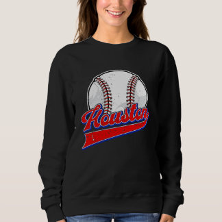 Vintage Houston Cityscape Baseball  Player and Fan Sweatshirt