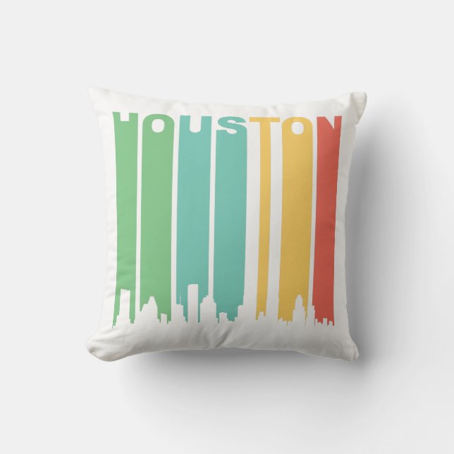 Vintage Houston Cityscape Cushion (Front)