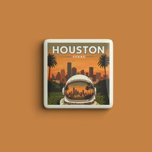Vintage Houston Texas 15 Cm Square Badge