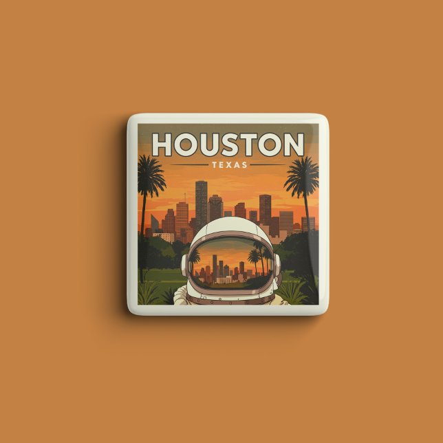 Vintage Houston Texas 15 Cm Square Badge (Creator Uploaded)
