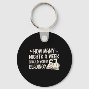 Vintage How Many Nights Reading 67 Meme Book Lover Key Ring