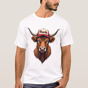 Vintage Howdy Highland Cow Western Trucker Hat Sty T-Shirt