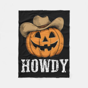 Vintage Howdy Pumpkin Cowboy Western  Fleece Blanket