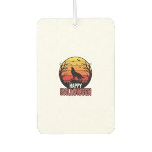 Vintage Howling Wolf Happy Halloween Vector Design Car Air Freshener