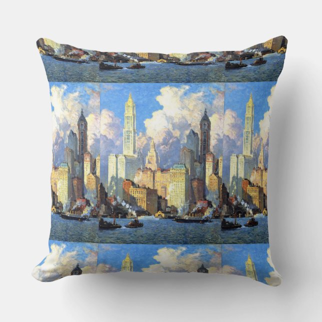 Vintage Hudson River Waterfront Cushion (Front)