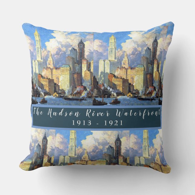 Vintage Hudson River Waterfront Cushion (Front)