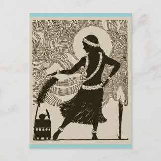 Vintage Hula Girl Postcard