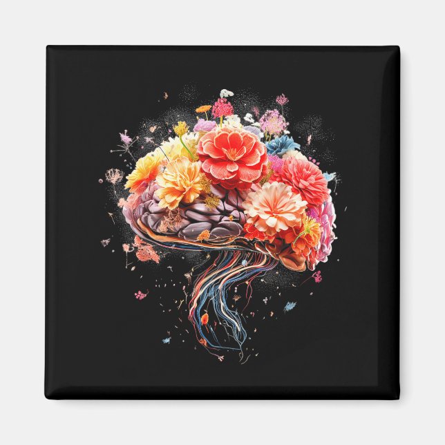 Vintage Human Anatomy Brain Colourful Brain Scienc Magnet (Front)