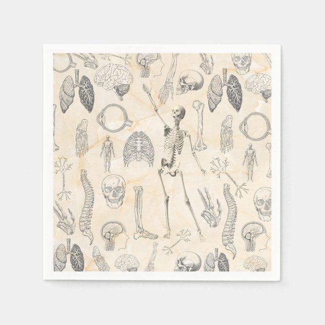 Vintage Human Anatomy Cream Marfil Marble Napkin (Front)