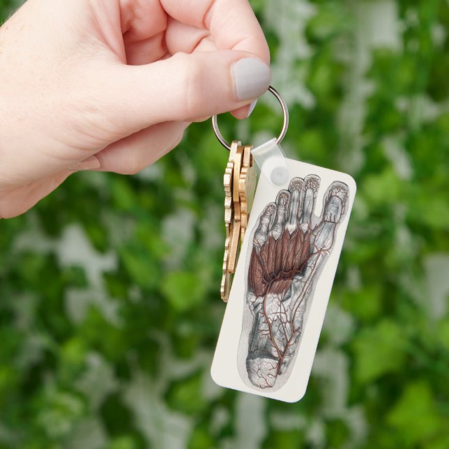 Vintage Human Anatomy Footprint Podiatry Foot Key Ring (Hand)