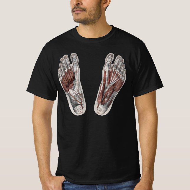 Vintage Human Anatomy Footprint Podiatry Foot T-Shirt (Front)