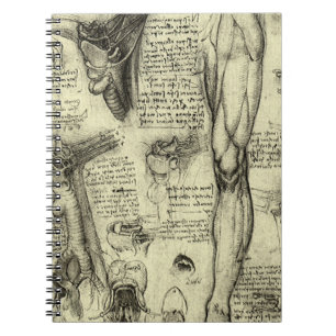 Vintage Human Anatomy Larynx Leg Leonardo da Vinci Spiral Notebook