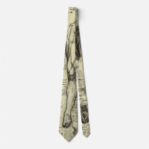 Vintage Human Anatomy Larynx Leg Leonardo da Vinci Tie