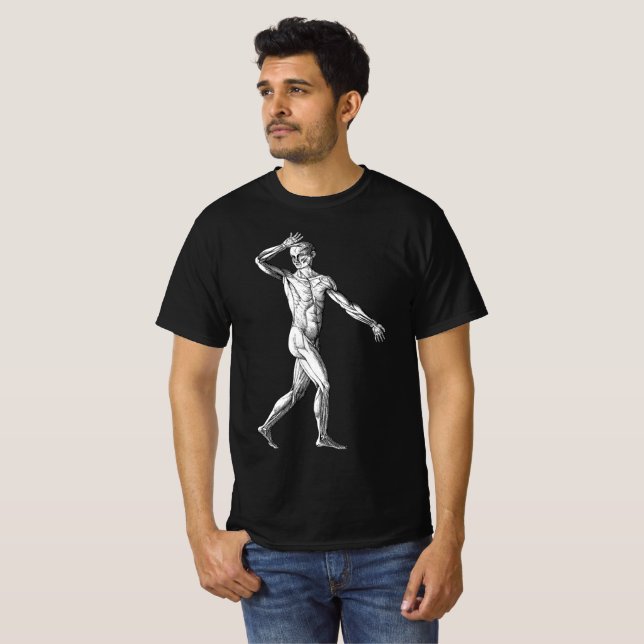 Vintage Human Anatomy, Male Body Muscles T-Shirt (Front Full)