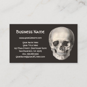 Vintage Human Anatomy Skull, Halloween Skeleton Business Card