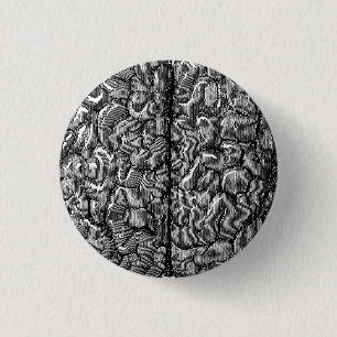 Vintage Human Brain Illustration 3 Cm Round Badge