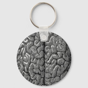 Vintage Human Brain Illustration Key Ring