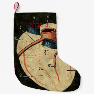 Vintage Human Heart Diagram Small Christmas Stocking