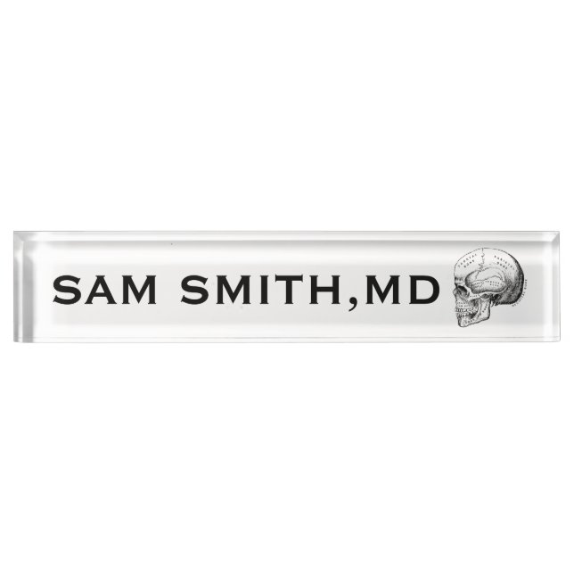 Vintage Human Skull. For Doctors. Nameplate (Front)