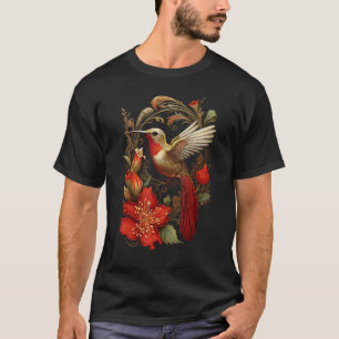 Vintage Humming Bird Perched On A Flower Tees Grap