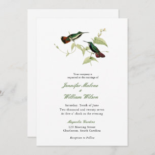 Vintage Humming bird wedding invitation