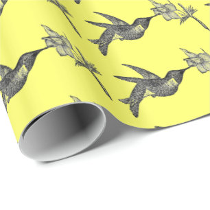 Vintage Hummingbird And Flower Gift Wrapping Paper
