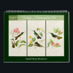Vintage Hummingbird Art 2026 Calendar<br><div class="desc">Wall calendar with twelve digitally cleaned and enhanced vintage natural history hummingbird illustrations from the 1800's on a light gold parchment background,  captioned with common and scientific names.</div>