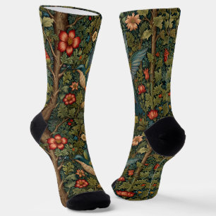 Vintage hummingbird art nouveau boho chic socks