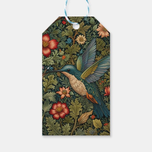 Vintage hummingbird art painting gift tags (Front)