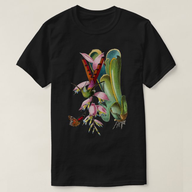 Vintage Hummingbird Bird Illustration Animal Lover T-Shirt (Design Front)